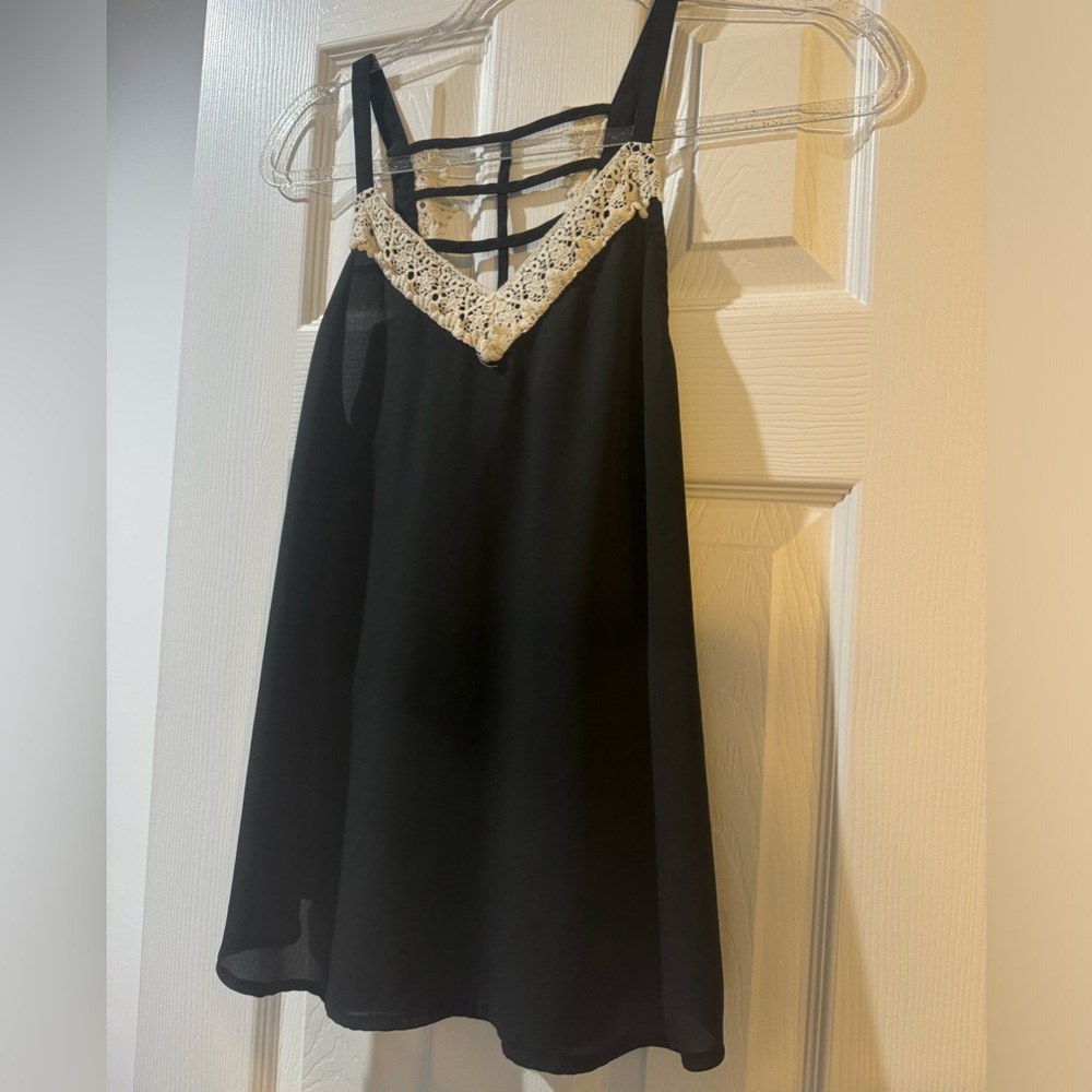 Black tank with cream detail